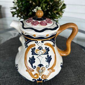 Vintage W.C.L Pottery Filagree whimsical Motiff Tea-Coffee Pot
